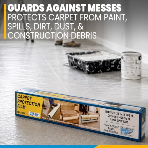24" x 50' Self-Adhesive Carpet Protection Film - Heavy Duty 3 MIL Poly