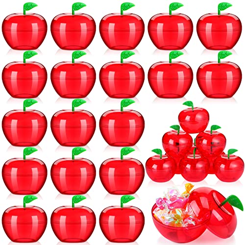 50 Pack Plastic Apple Containers - Cute Party Favor Jars
