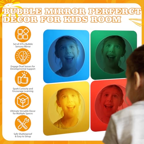 4-Piece Sensory Bubble Mirror Set - Shatterproof Acrylic Wall Decor