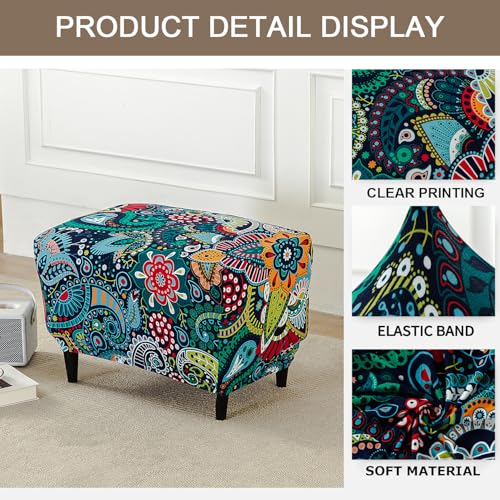Rectangular Ottoman Slipcover with Non-Slip Bottom - Large Size