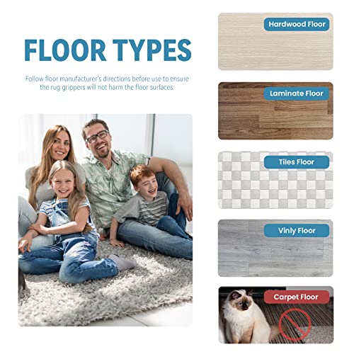 Reusable Double-Sided Rug Grippers - 8 Pack Non-Slip Carpet Tape Pads