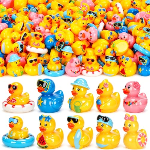 120 Mini Resin Ducks - Summer Beach Decor & Party Accessories