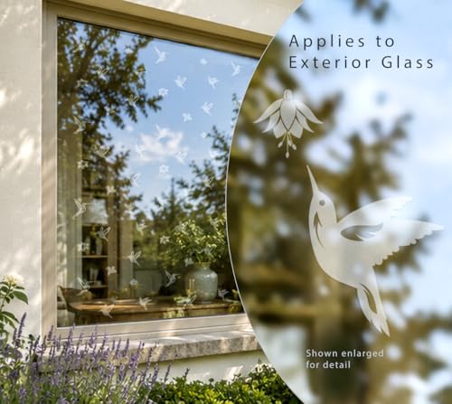 Hummingbird Anti-Collision Decals - UV-Reflective Window Clings (4 Pack)