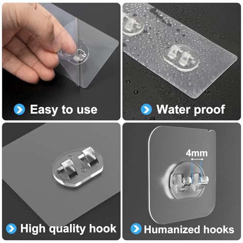 Lsnisni 14 Pack Shower Caddy Adhesive Replacement Waterproof Hooks No Drilling