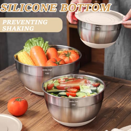 Stainless Steel Mixing Bowls with Airtight Lids & Grater Set, 26-Piece