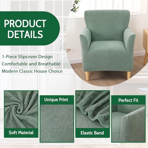 Stretch Jacquard Armchair Slipcover - Soft & Pets Friendly, Green