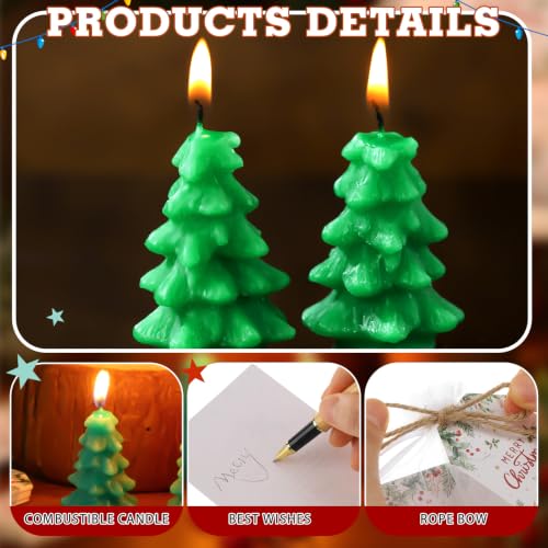 Conelist Xmas Tree Candles 24 Sets Christmas Party Favors with Gift Cards & Organza Bags