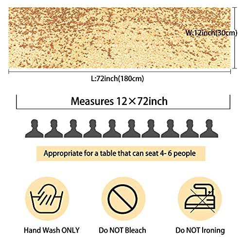 Fivenl Champagne Gold Sequin Table Runner 12 x 72 Inches - Pack of 12 for Weddings & Parties