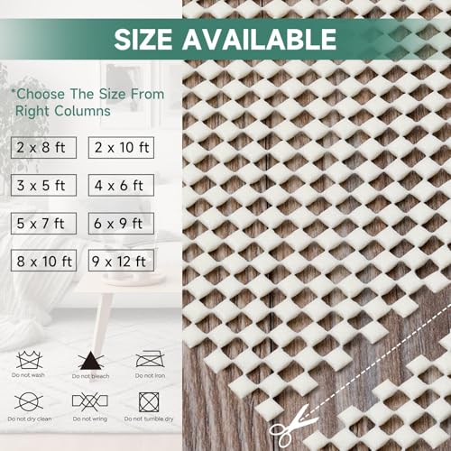Non-Slip Rug Pad for Hardwood Floors - Extra Thick 5x7 Anti-Skid Mat