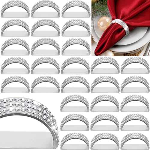 Stainless Steel Diamond Napkin Rings 100-Piece Set Semicircle Modern Table Decor