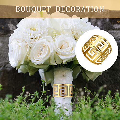 Hotop 16-Piece Gold Napkin Rings Hollow-Out Metal Buckles for Christmas Table