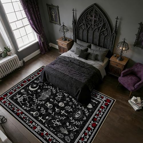 Gothic 3x5 Area Rug Dark Academia, Machine Washable - Lvsoamz 3' x 5' Rectangular