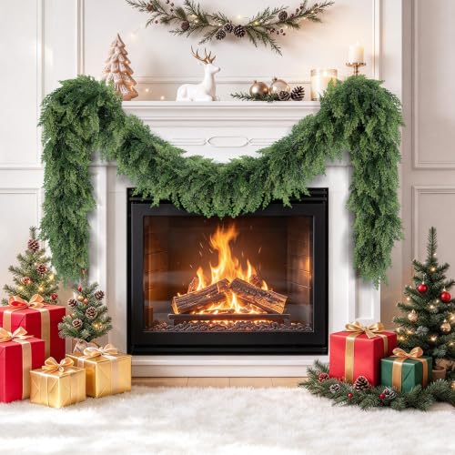 9FT Christmas Cedar Garland - Lavonoph Artificial Greenery for Indoor/Outdoor Use (9 ft / 1 variation)