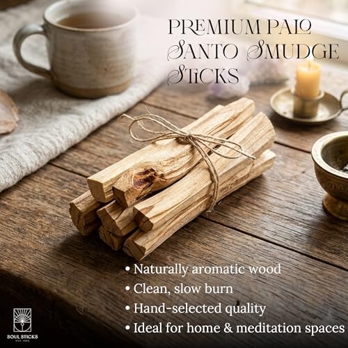 Organic Palo Santo Sticks for Smudging - 6-Pack High Resin Holy Wood