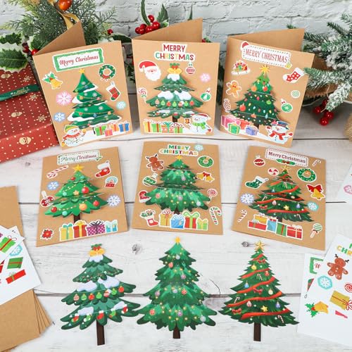 COCHIE Christmas Tree Card Making Kit - 24 DIY Holiday Greeting Cards & Decorations