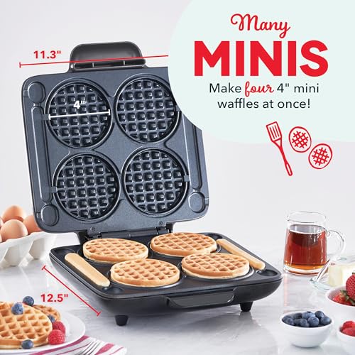DASH Multi Mini Waffle Maker - Four 4¡± Waffle Molds, Nonstick Waffle Iron with Quick Heat-Up, Nonstick Surface - Perfect Mini Waffle Maker for Kids and Families, Just Add Batter