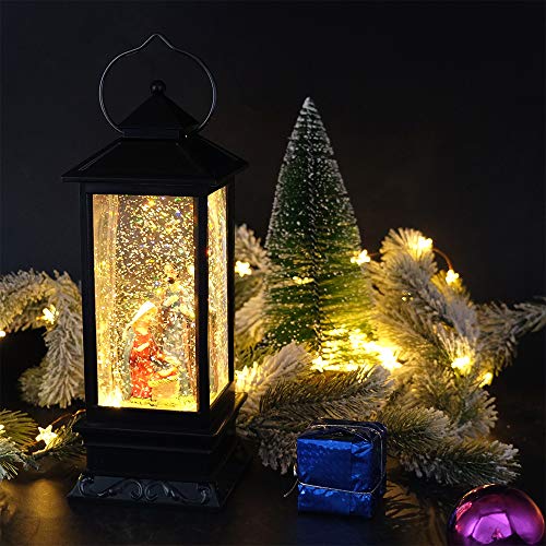 Musical Nativity Christmas Snow Globe Lantern with 6-Hour Timer & USB