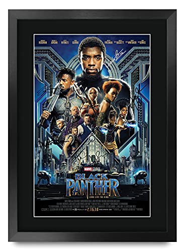 Black Panther Chadwick Boseman Autographed Movie Poster - 16x12 Framed Wall Art