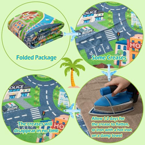 3'x4' Kids Car Road Play Mat - Non-Slip City Traffic Rug for Playroom