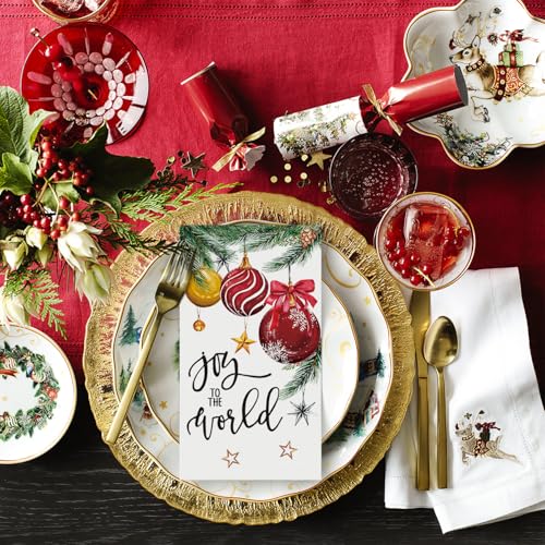 Christmas Paper Napkins 50 Pack - Festive Xmas Ball Pattern for Holiday Table Decor