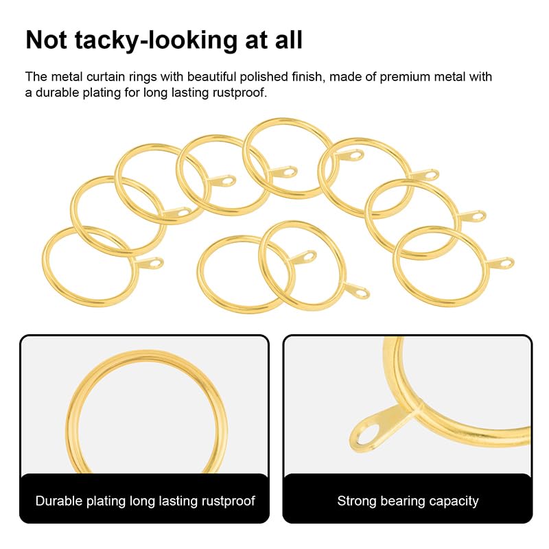 60 Pcs 1.5-Inch Metal Curtain Rings with Eyelets for 1.25-Inch Rods
