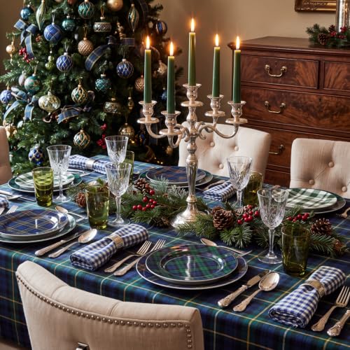 Christmas Green Plaid Melamine Salad Plates - Set of 8 8-inch Holiday Dinnerware