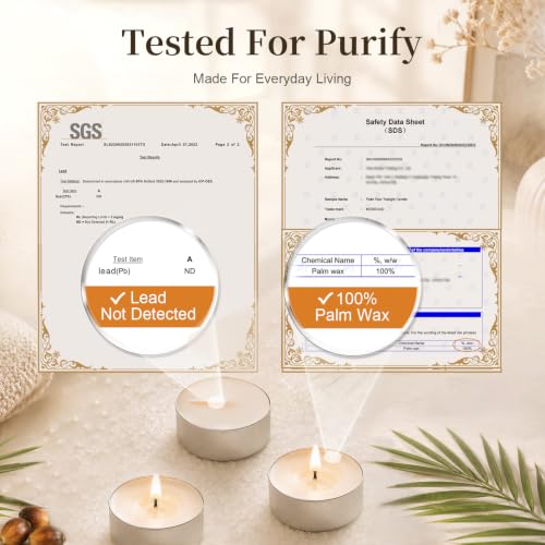 48 Pack Unscented Palm Wax Tea Light Candles - 4 Hour Clean Burn