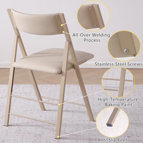 Heavy Duty Padded Folding Chairs - 450lb Capacity Steel Frame, 2 Pack