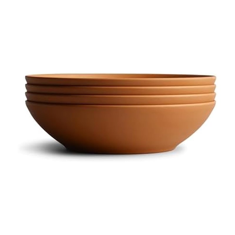 Year and Day Outdoor Set of 4 Unbreakable Lightweight Pasta and Dinner Bowls, Plant Based Material, Durable and Reusable, Canyon Terracotta, 8.25 Inch