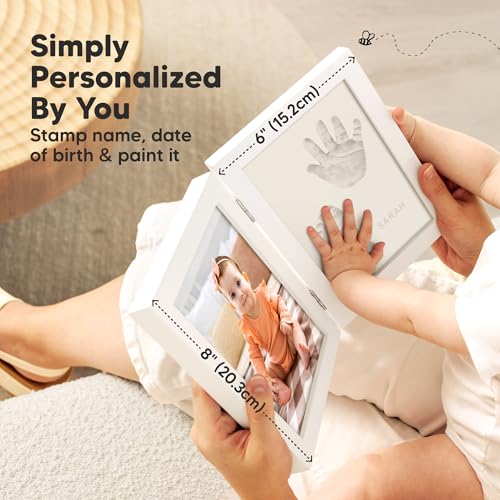 Baby Hand and Footprint Frame Kit - Air Dry Clay Newborn Keepsake (Alpine White)