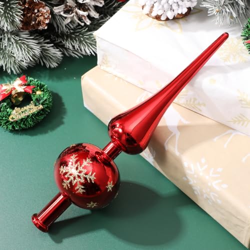 NUOBESTY Red Christmas Tree Topper - Hand-Painted Plastic Finial for Holiday Decor