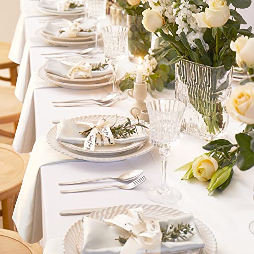 12-Pack Satin Cloth Napkins, 17x17 Inch White Washable Table Napkins