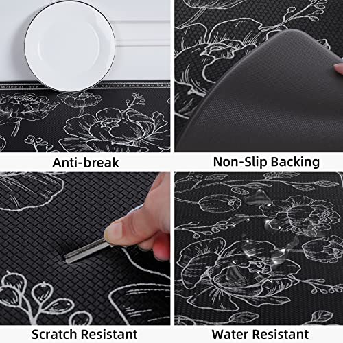 Anti-Fatigue Kitchen Mat Set of 2, Cushioned Non-Slip Waterproof Floor Rugs