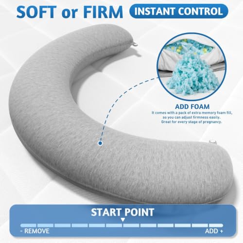 C-Shaped Memory Foam Body Pillow for Pregnancy & Side Sleepers