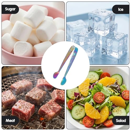 Elegaperma 2 Pairs Vintage Rose Pattern Sugar Cube Tongs - Stainless Steel, Mini