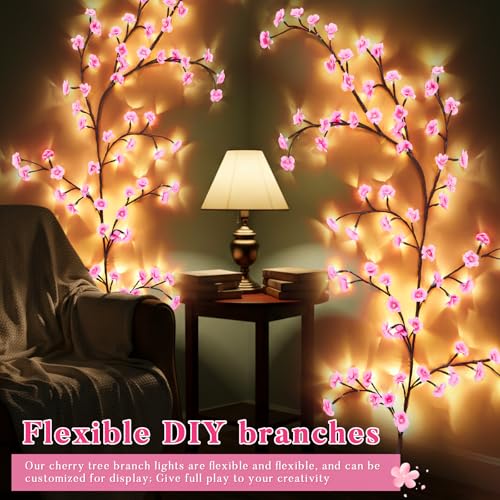 Glooglitter Cherry Blossom Tree Branch Lights 5.25 FT USB Decor Set