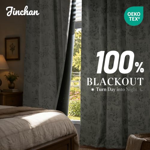 Blackout Curtains 84 Inch - Botanical Rabbit Pattern Room Darkening Panels