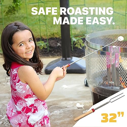 Telescoping Marshmallow Roasting Sticks - 32" S'mores Fire Pit Skewers (5 Pack)