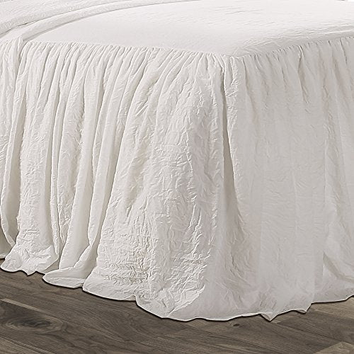Lush Decor Queen Ruffle Skirt Bedspread Set - 3-Piece Farmhouse Bedding, White