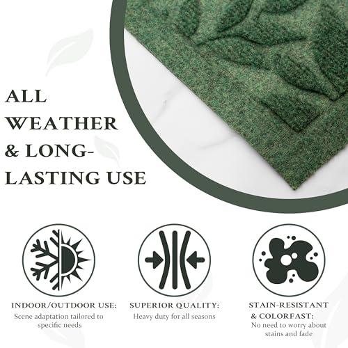 Leaf Print Indoor Outdoor Door Mat - Non-Slip Rubber Backing, 17x30 Inch