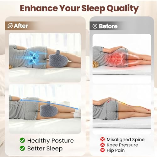 Ergonomic Memory Foam Knee Pillow for Side Sleepers - Gray