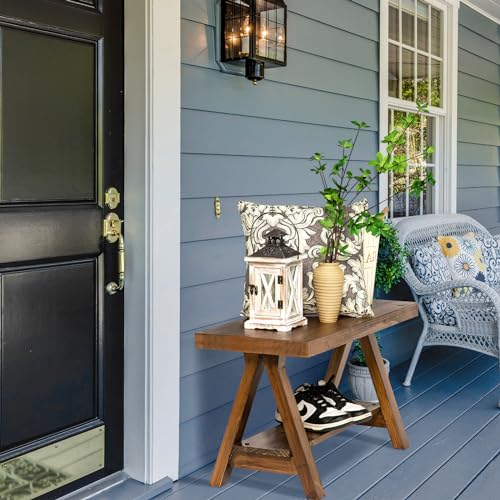 30-Inch Solid Wood Farmhouse Bench, Rustic Indoor Entryway Seating