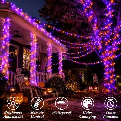 LitHome Color Changing Connectable LED Christmas String Lights 66Ft, 200 LEDs, Clear Wire