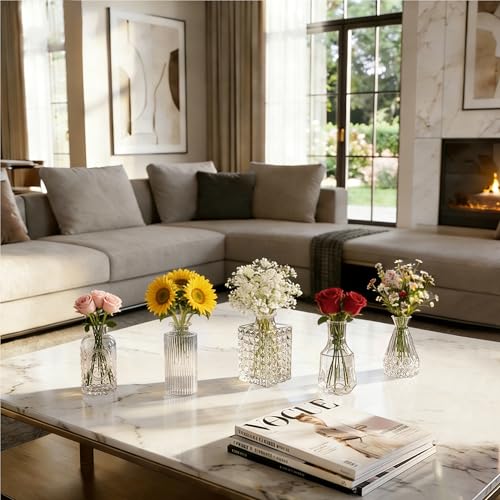40-Piece Small Clear Glass Bud Vases Bulk Set for Table Centerpieces