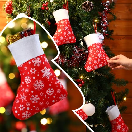 Hoosige Red Mini Christmas Stockings Bulk 6.7in for Holiday Decor, Pack of 60