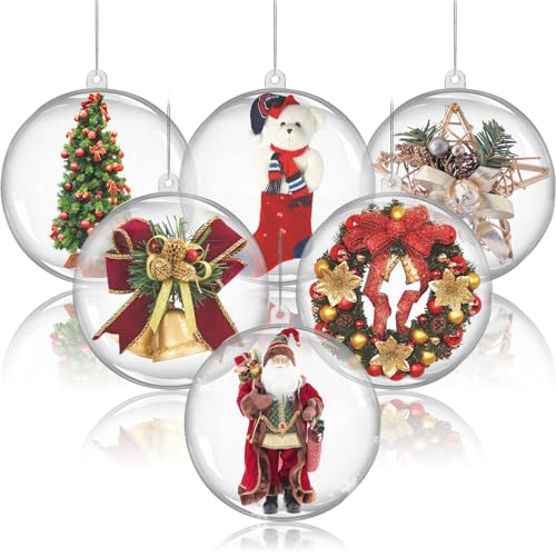 Koogel 20PCS DIY Clear Ornaments Balls, 3.15 Inch Fillable Christmas Transparent Ball Baubles Crafts for Party Favor Wedding Birthday Home Christmas Tree Decor