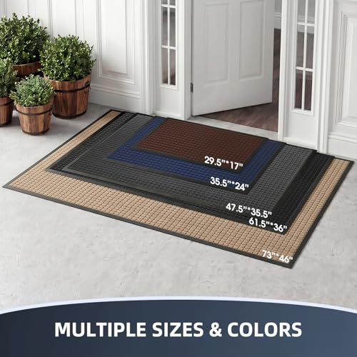 Heavy Duty Front Door Mat - Non-Slip Dirt Trapper Doormat (29.5" x 17")