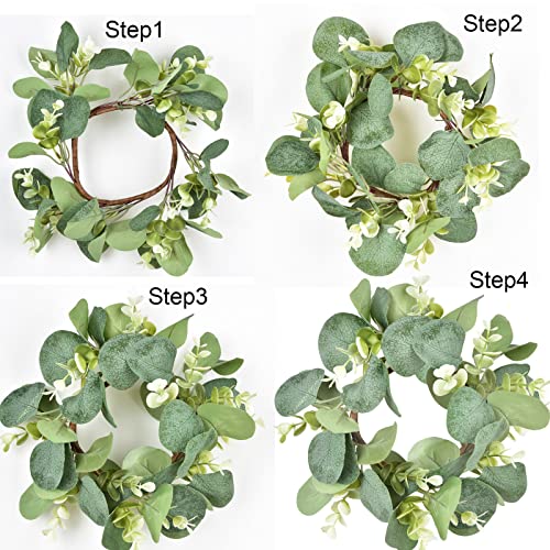 9-Inch Artificial Eucalyptus Wreath Set for Kitchen Cabinets, 2 Pieces