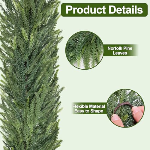 Montekin 2 Pcs 6ft Real Touch Norfolk Pine Christmas Garland (Variation 2)