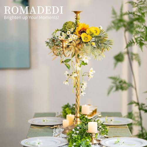 Romadedi Gold 28in 5-Arm Candelabra for Taper Candles, Pack of 2 (Variation 2/28")
